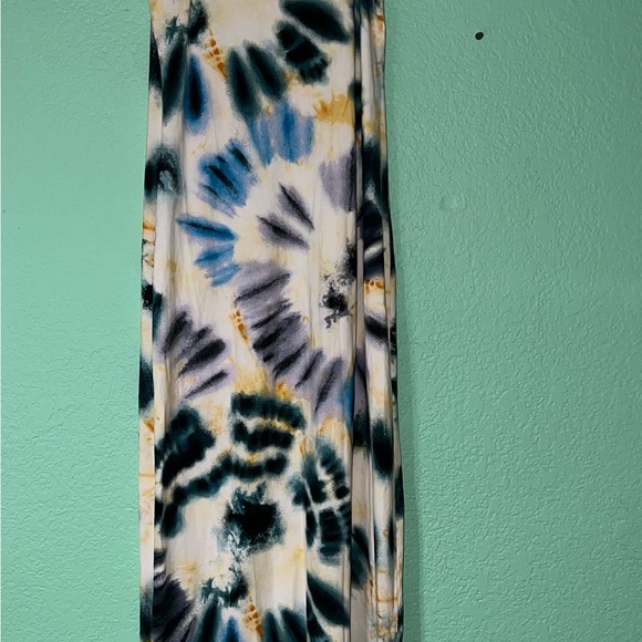 Haute Monde Tie-Dye Maxi Dress in White, Blue, Green, Gold - Picture 4 of 5